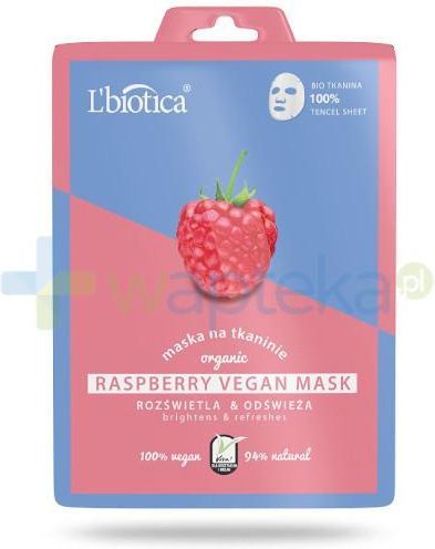 Maseczka L biotica Raspberry Vegan Mask maska na tkaninie rozświetla i