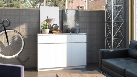 Topeshop Komoda Szafka 3D3S 120Cm Biel Drzwi Szuflady - zdjęcie 2