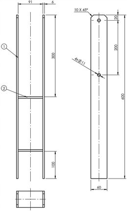 Podstawa Słupa Kotwa Typu H do Betonu 9cm - 60cm - zdjęcie 3