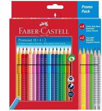 Zdjęcie Faber Castell Kredki Grip 2001 18 Kolorów 4 Kolory Neonowe + 2 Ołówki (201540 Fc) - Będzin