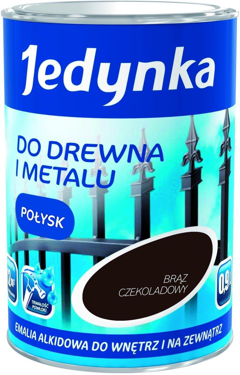 Farba Jedynka do drewna i metalu Połysk BRĄZ CZEKOLADOWY 0 9l