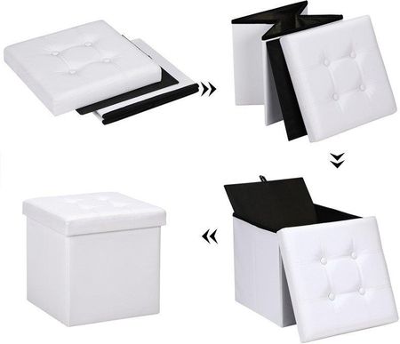Wideshop Biała Składana Pufa Kufer Siedzisko Schowek Ława Biały 38X38X38 (1382Uniw) - zdjęcie 3