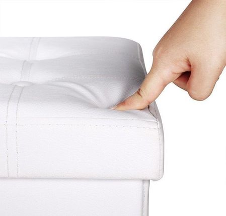 Wideshop Biała Składana Pufa Kufer Siedzisko Schowek Ława Biały 38X38X38 (1382Uniw) - zdjęcie 2