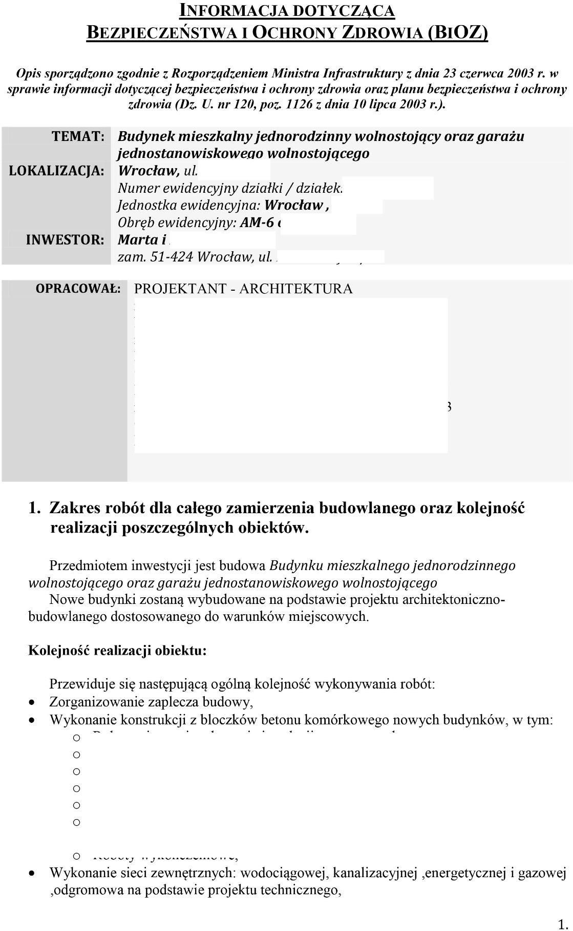 Zdjęcie plan BiOZ - Wrocław