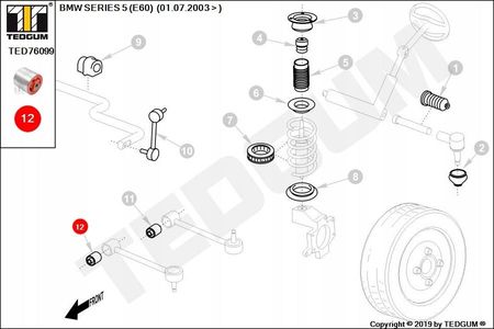 BMW 5 E60 PU TULEJA WAHACZA PRZEDNIEGO GO 01-10 TED76099 - zdjęcie 2
