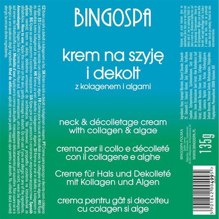 BINGOSPA Krem Z Kolagenem I Algami Na Szyję I Dekolt Cream With Collagen And Algae 135 G - zdjęcie 2