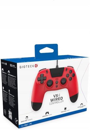 Gioteck VX4 Wired Controller PS4 Red - zdjęcie 3