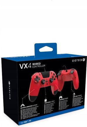 Gioteck VX4 Wired Controller PS4 Red - zdjęcie 2