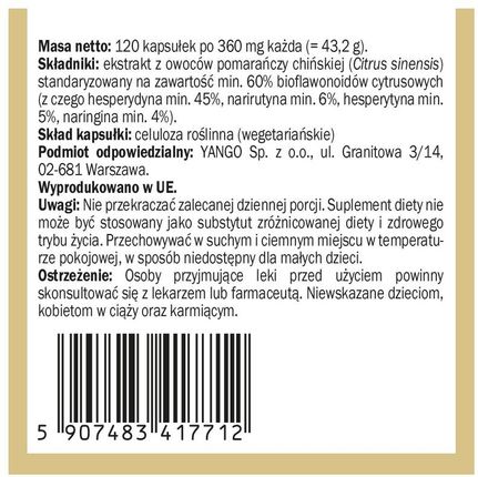 Yango Bioflawonoidy Cytrusowe Przy Zaburzeniach I Metabolizmu Lipidów 120Kaps. - zdjęcie 3