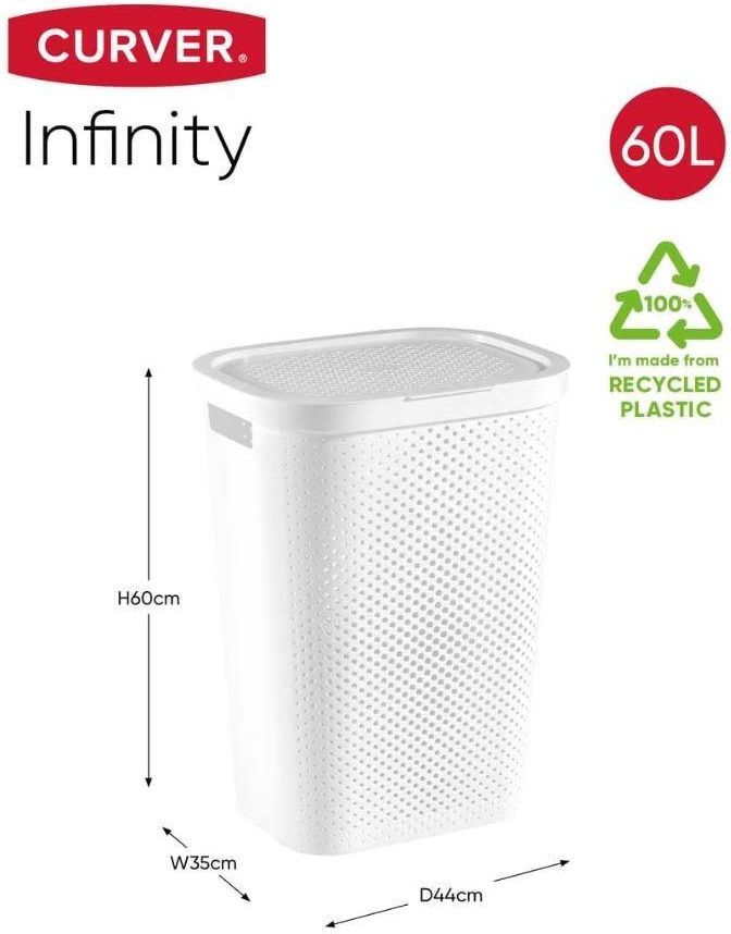 Curver Kosz Na Pranie Infinity Recycled 60L Biały Opinie i atrakcyjne