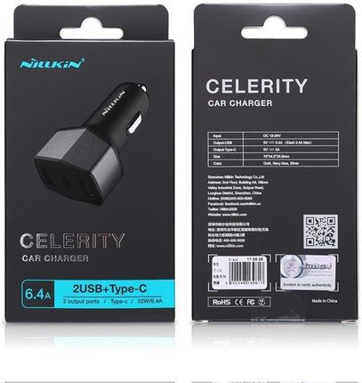 Nillkin Celerity Car Charger Ładowarka Samochodowa 2X Usb + Usb-C Gold - zdjęcie 2