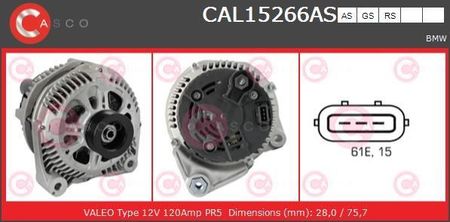 ALTERNATOR CASCO BMW E38 E39 E46 X5 E53 FREELANDER CAL15266AS - zdjęcie 2