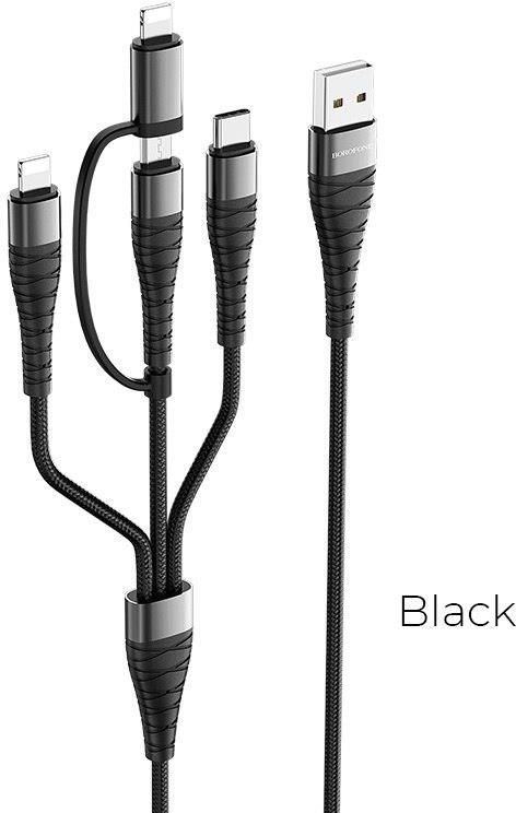 Ładowarka do telefonu Borofone kabel 4w1 Lightning 1x micro USB 1x USBC