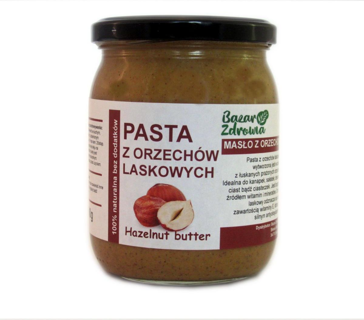 Pasta Masło z Orzechów Laskowych Laskowe Hazelnut butter 500g bez