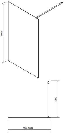Cersanit Mille Walk In Chrom 100X200Cm S161001 - zdjęcie 2