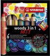 Kredki 3w1 6kol + temperówka Woody Arty Stabilo 8806-1-20