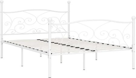 vidaXL Rama Łóżka Ze Stelażem Z Listw Biała Metalowa 140X200 Cm 284450 - zdjęcie 3