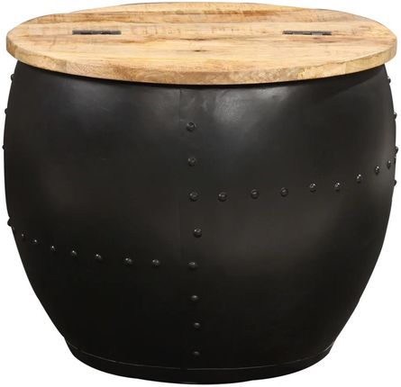 Stolik kawowy okrągły 53x43 cm lite drewno mango - zdjęcie 3