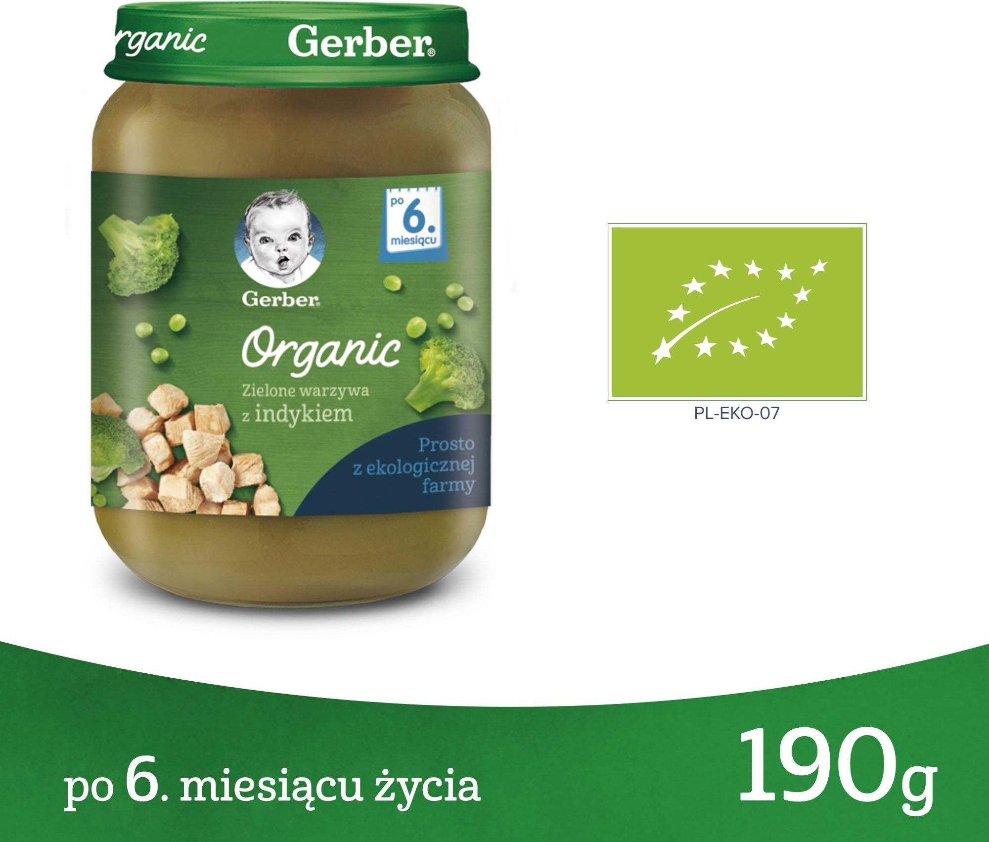 Gerber Organic Obiadek Zielone Warzywa Z Indykiem Dla Niemowl T Po