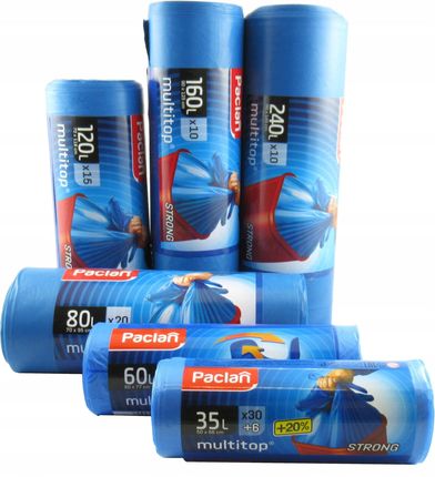 Worki na śmieci niebieskie Paclan M-top 80l 20szt - zdjęcie 2