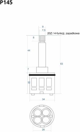 Corsan Głowica Trójdrożna Rozdzielacza Wody 8Cm P145 - zdjęcie 2