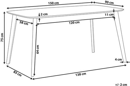 Beliani Stół Do Jadalni 150X90 Cm Ciemne Drewno Madox - zdjęcie 4