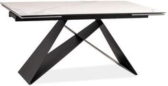 Zdjęcie Stół WESTIN III biały marmur czarny mat rozkładany 160(240)x90cm Biały marmur czarny mat - Tłuszcz