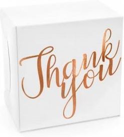 Zdjęcie Partydeco  Ozdobne pudełka na ciasto - Thank you, różowe złoto, 14x8,5x14cm (1 op. / 10 szt.)  - Brzesko