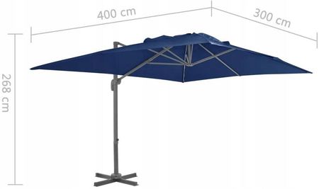 PARASOL OGRODOWY WISZĄCY 4X3 M BŁĘKIT LAZUR 47003 - zdjęcie 4
