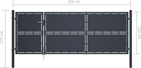 Vidaxl Brama Ogrodzeniowa Stalowa 350X125Cm Antracytowa - zdjęcie 2