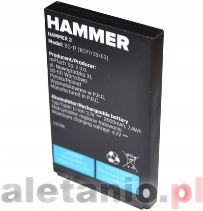 MYPHONE ORYGINALNA BATERIA MYPHONE BS-17 HAMMER 3/3+ 900MA BS17 - zdjęcie 2