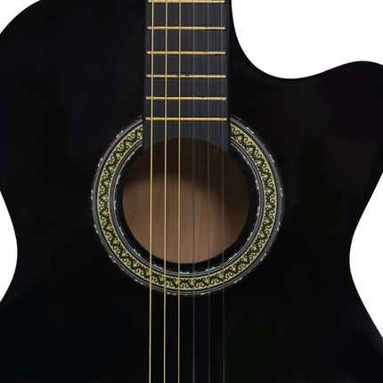 Gitara akustyczna z wycięciem, 6 strun i equalizer, czarna - zdjęcie 3