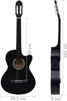 Gitara akustyczna z wycięciem, 6 strun i equalizer, czarna - zdjęcie 2