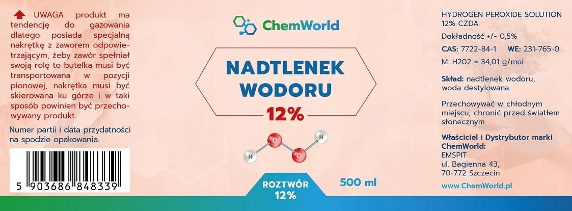 Chemworld Woda Utleniona 12 Nadtlenek Wodoru Czysty 500Ml Opinie I