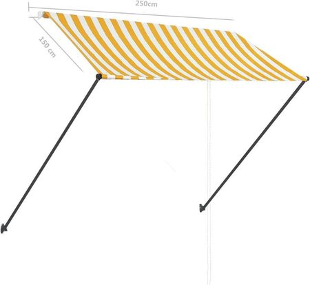 MARKIZA ZWIJANA Z LED 250X150CM ŻÓŁTO-BIAŁA - zdjęcie 5