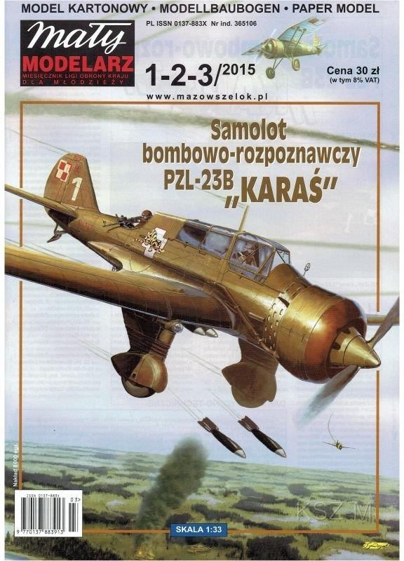 Zdjęcie Mały Modelarz PZL-23 B Karaś - 1-2-3/15 1:33 - Warszawa