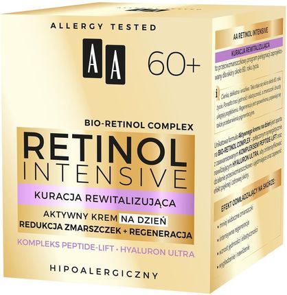 Krem AA Retinol Intensive 60+ aktywny redukcja zmarszczek+regeneracja na dzień 50ml - zdjęcie 2