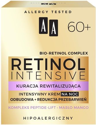 Krem AA Retinol Intensive 60+ intensywny odbudowa+redukcja przebarwień na noc 50ml - zdjęcie 6