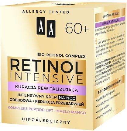 Krem AA Retinol Intensive 60+ intensywny odbudowa+redukcja przebarwień na noc 50ml - zdjęcie 5