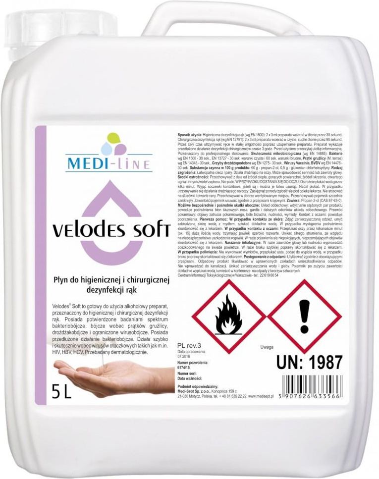 MEDISEPT MEDI SEPT VELODES SOFT 5 LITR EMULSJA DO MYCIA CIAŁA I RĄK