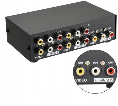 SWIATKABLI SWITCH 4IN1 AV RCA CHINCH 4X ROZGAŁĘŹNIK ADAPTER (3D30333) - zdjęcie 2