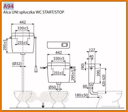 Spłuczka Wc Dolnopłuk fun.START/STOP A94 AlcaPLAST - zdjęcie 2