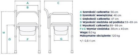 Timago Krzesło toaletowe na kółkach do 120 kg TGR-R KT 023C - zdjęcie 2