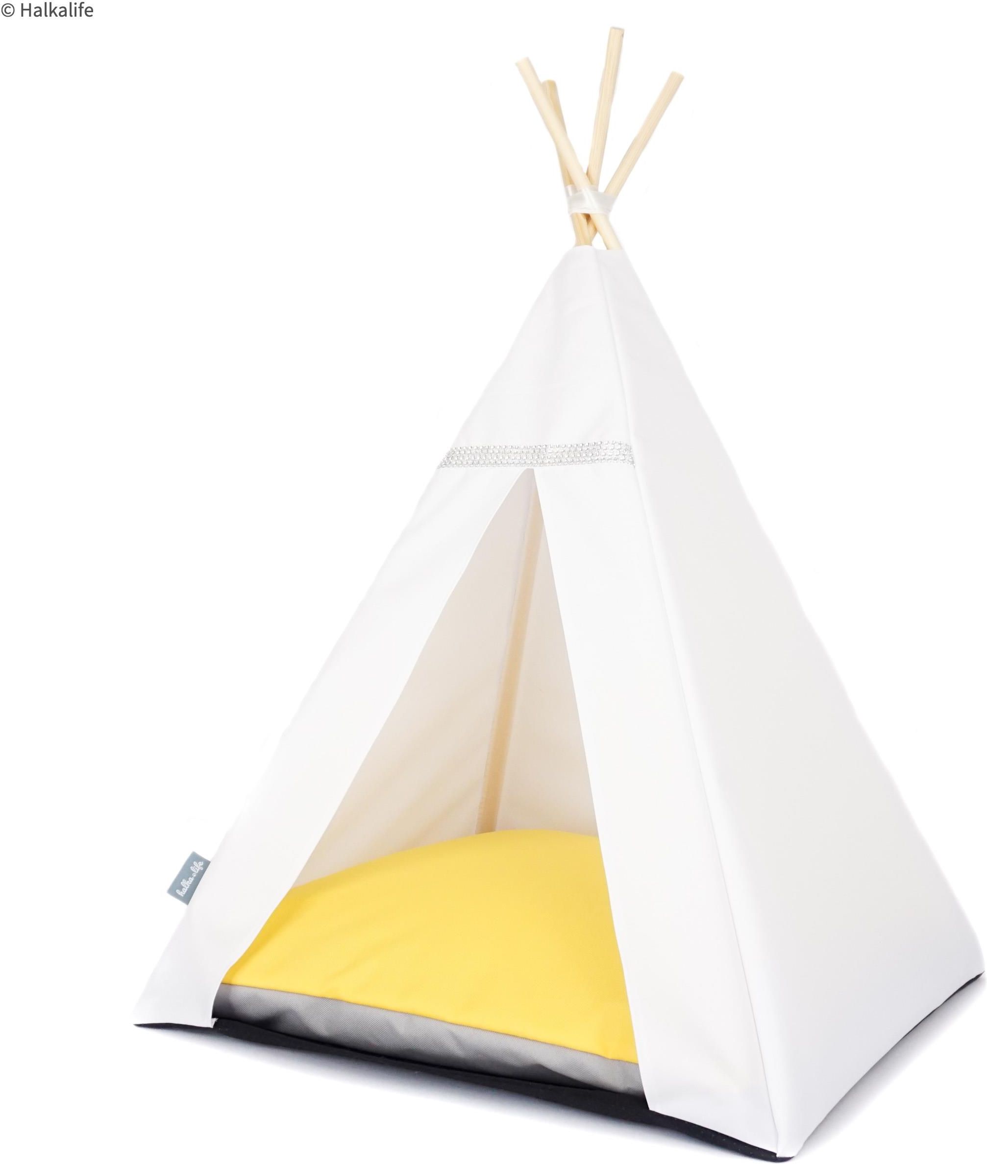 Halkalife Legowisko Tipi Glamour Żółty Biały M 55X55X82Cm Ceny i