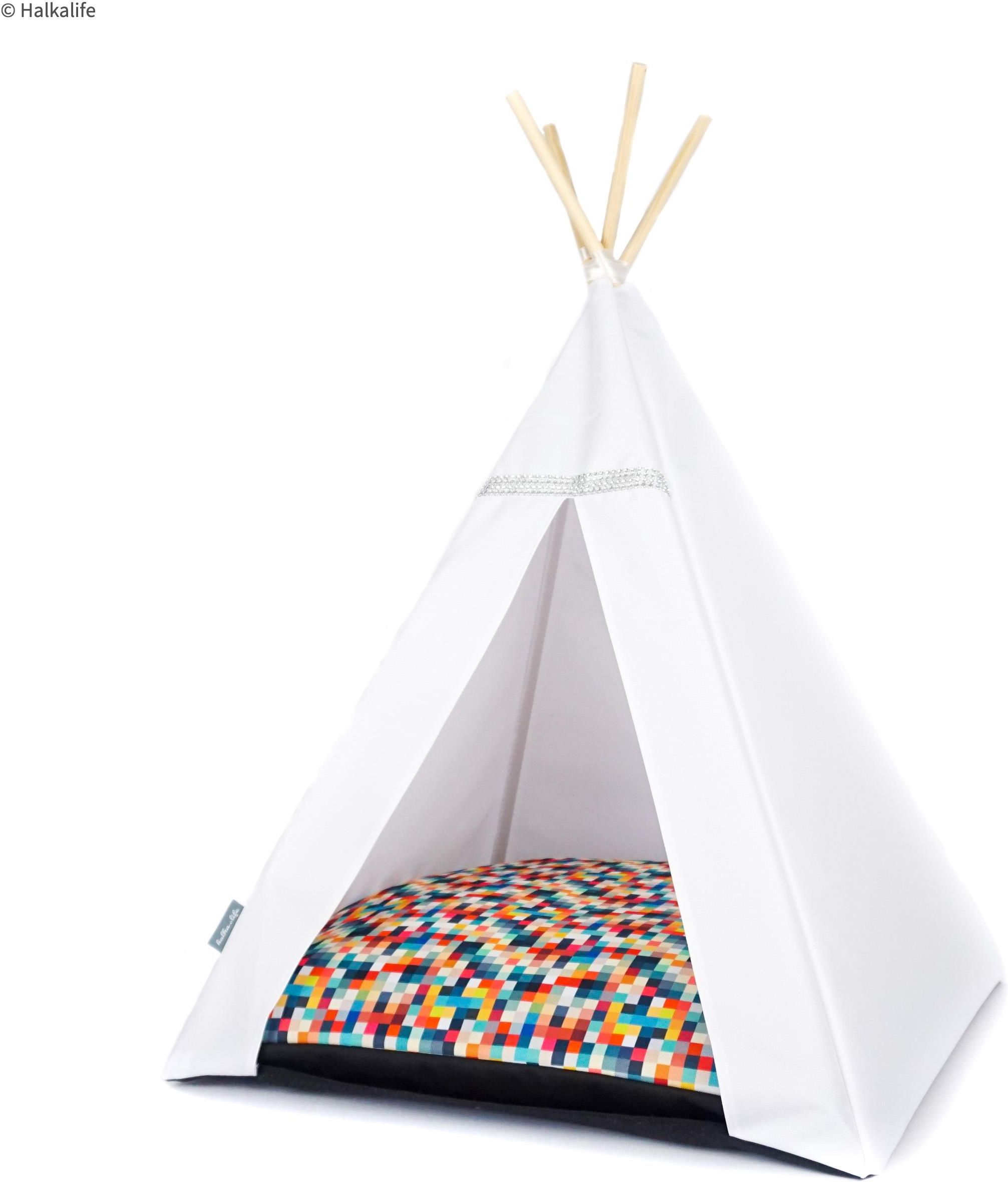 Halkalife Legowisko Tipi Glamour Piksele Biały M 55X55X82Cm Ceny i