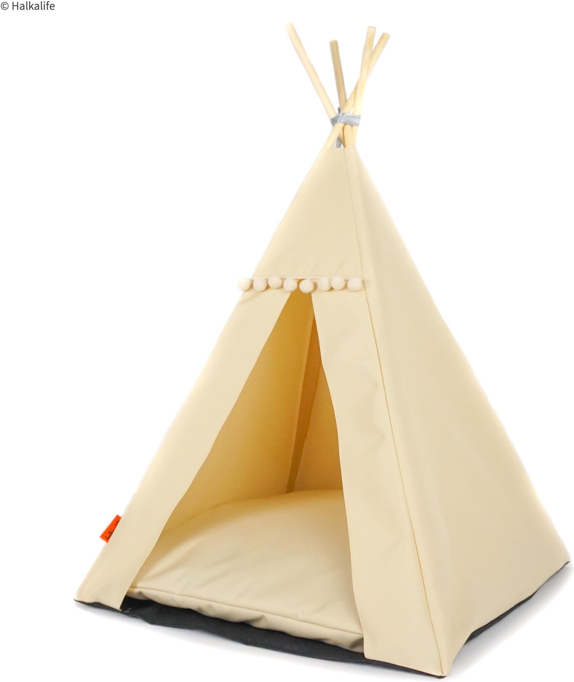 Halkalife Legowisko Tipi Szary Beż Beżowy L 65X65X94Cm Ceny i opinie