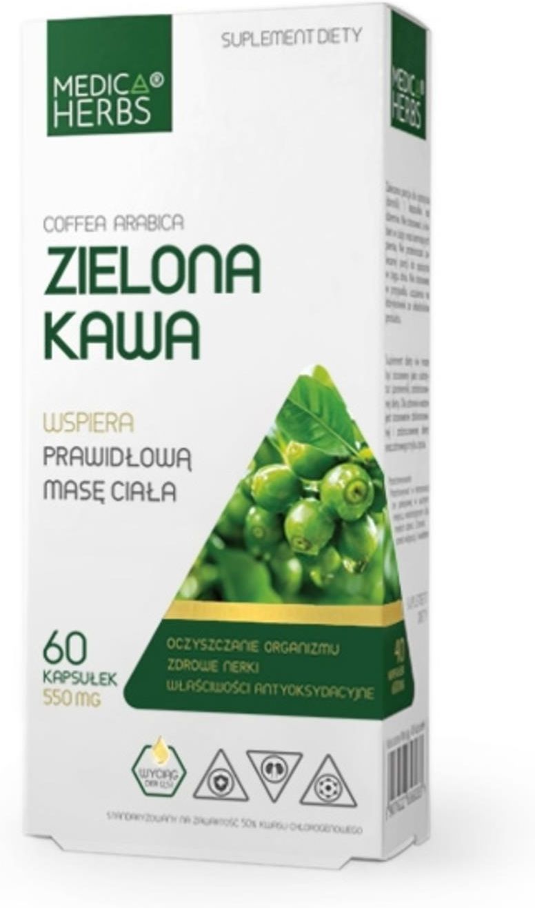 Preparat Medycyny Naturalnej Medica Herbs ZIELONA KAWA 550mg 60 Kaps