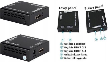 Konwerter HDCP2.2 do HDCP1.4 Spacetronik SP-H22H14 - zdjęcie 4