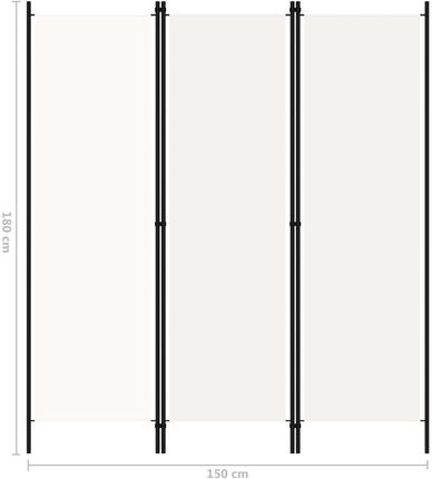 vidaXL Parawan 3 panelowy biały 150x180cm - zdjęcie 2