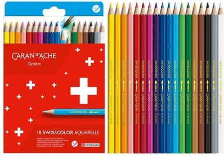 Kredki CARAN DACHE akwarelowe Swisscolor kartonowe pudełko 18 szt. - zdjęcie 3